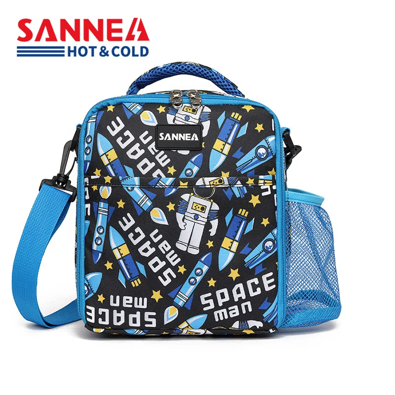 Saco de Bento Crossbody infantil, lancheira isolada de grande capacidade para estudantes, impressão portátil, gelo fresco, novo