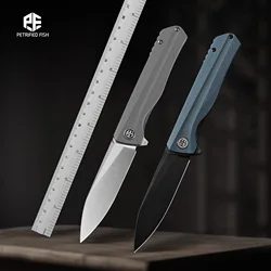Cuchillos plegables de acero petrificado D2 PF818, mango G10, rodamiento de bolas, cuchillo de caza al aire libre, Herramienta de bolsillo EDC