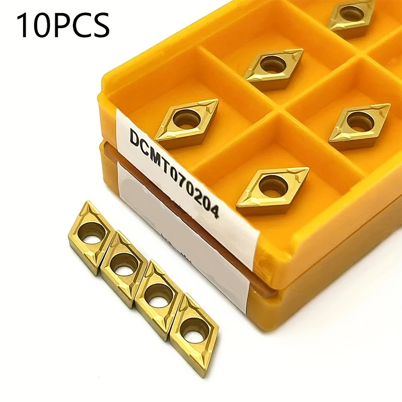 

10 шт. твердосплавные вставки DCMT070204/208 — прецизионные токарные и фрезерные вставки для токарных станков с ЧПУ (желтое покрытие)