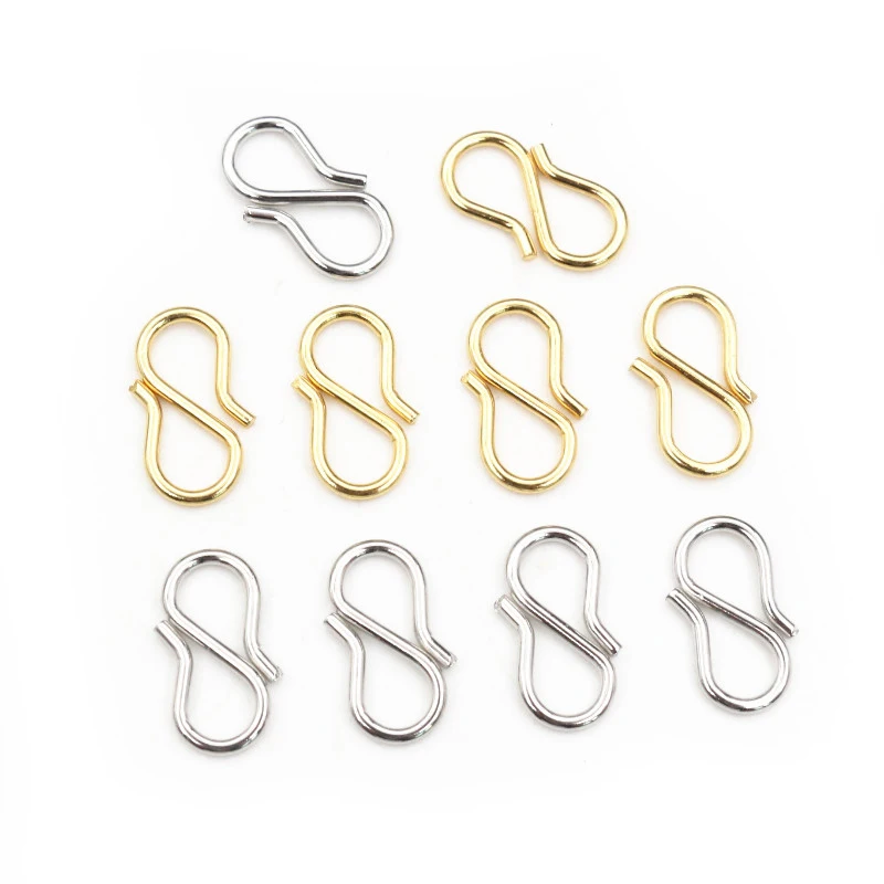 50Pcs Stainless Steel Gold Color S Shape End Clasps Hooks Chain Connectors For Bracelet Necklace DIY Jewelry Making Supplies