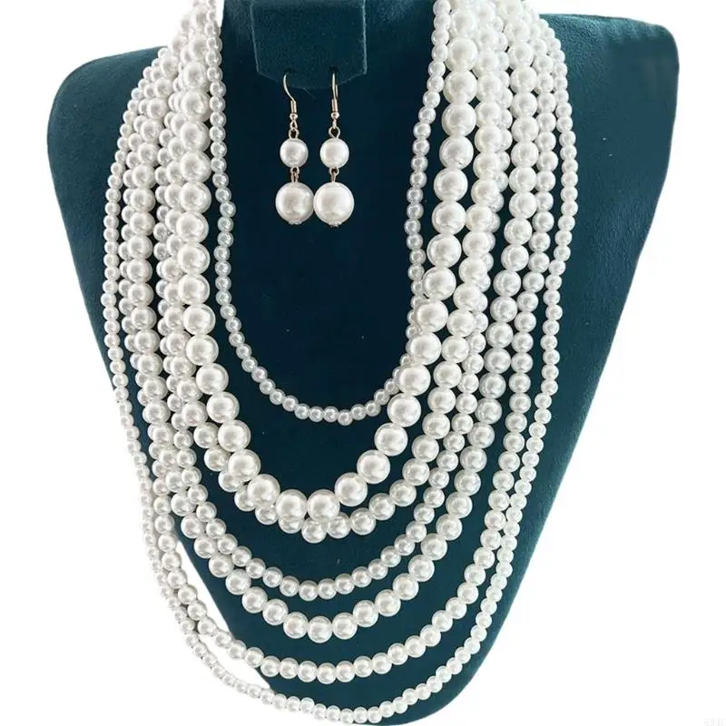 634c Funcola per perle e orecchini set Women's Funls Pearls a strati e Collezione