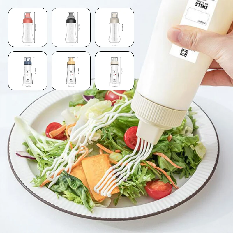 

350Ml 1/5 Hole Squeeze Bottle Condiment Bottles Ketchup Hot Sauces Olive Oil Bottles Clear Scale Pe Kitchen Sealing Sauce Bottle