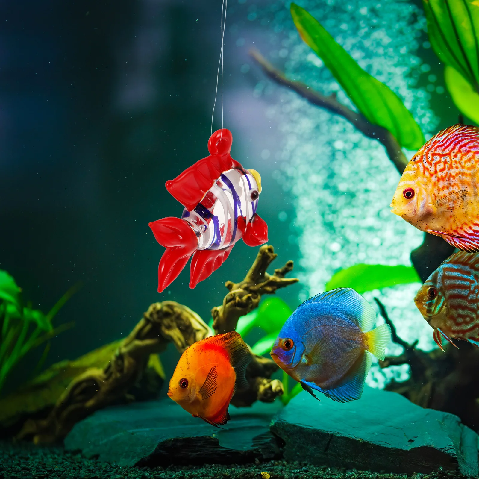 

Glass Fake Fish Floating Tank Decor Miniature Aquarium Decorations Accessories Ornaments Artificial Landscape