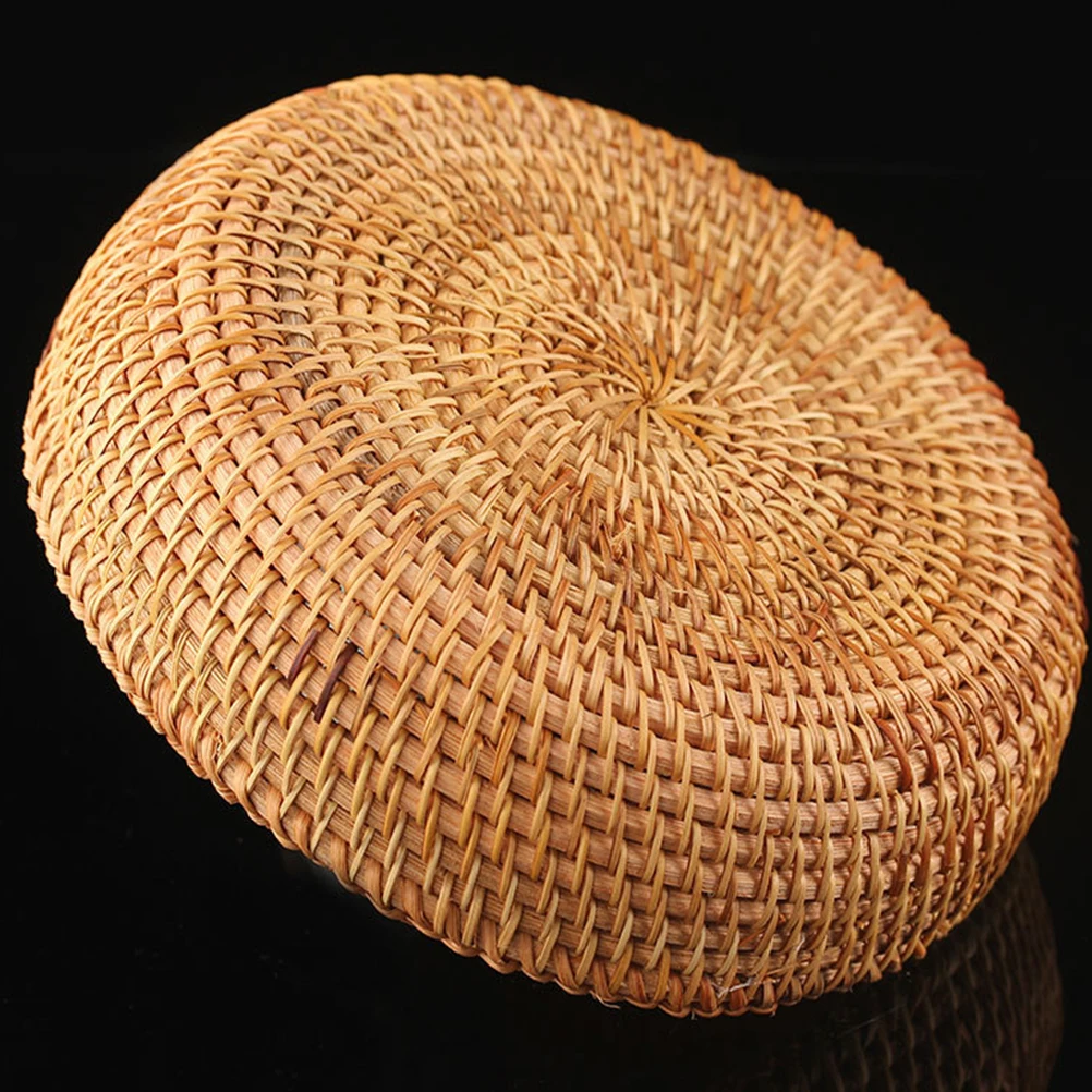 

Fruit Basket Snack Rattan Round Hand Woven Storage Baskets Food Bowl Tray Bread Retro Fruit Basket Multi-function Storage