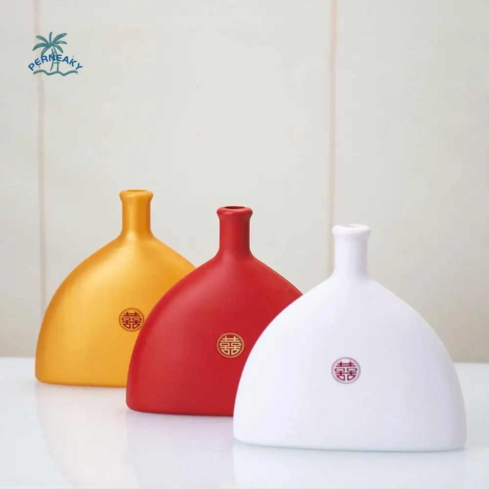 

Portable DIY Flat Lucky Vase Festive Simple Wedding Vase Easy to Clean Vase Ornaments Bedroom