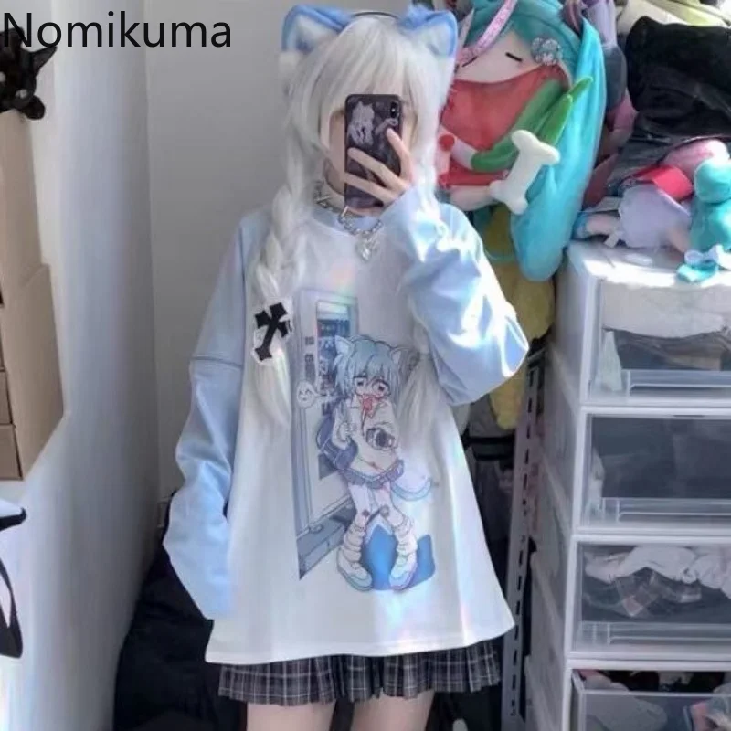 Japanese Oversized T Shirts Women's Clothing Summer Camisetas Short Sleeve Anime Print Tees Y2k Tops Casual Fashion T-shirts