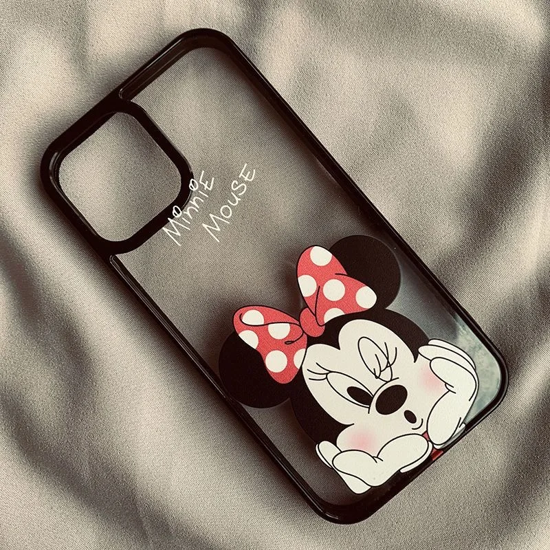 Casing Lunak Transparan Disney Couple Mickey Minnie Mouse untuk iPhone 16 15 13 12 11 14 Pro Max XS XR 16 7 8 Plus X SE Coque