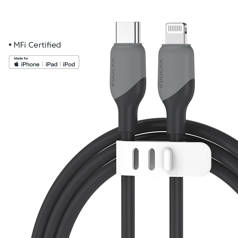 KUULAA USB-C-Kabel PD30W MFi-zertifiziert für iPhone 14 13 12 11 AirPods iPad Schnellladung USB C auf Lightning-Kabel Silikon USB
