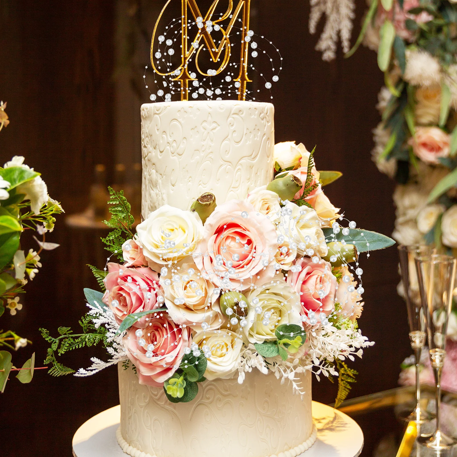 

Wedding Hand-held Flower Accessories Wreaths Decoration Artificial Beads Garland for Abs Imitation Pearl Chain Bride
