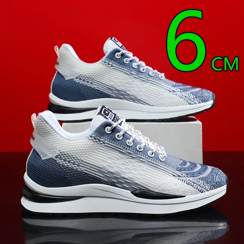 Men Heightening Shoes Elevator Shoes Hidden 6CM Height Increase Shoes For Male Casual Breathable Sports Sneakers Taller Men
