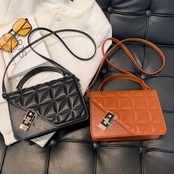 Retro Small Square Bag Women Fashion Crossbody Bag Diamond Grid Handbag