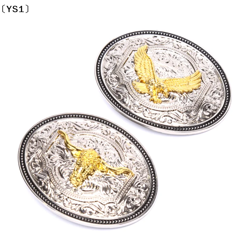 〔YS1〕Long Horn Bull Eagle Western Belt Buckle Golden Texas Cowboy Western Buckles