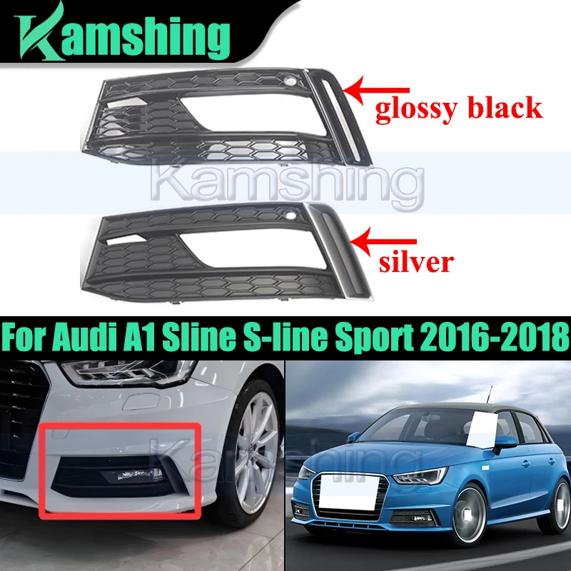 Car Front Bumper Foglight Frame For Audi A1 Sline S-line Sport 2016-2018 Fog Light Grille Foglamp Cover