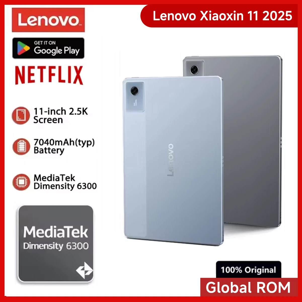 Lenovo Xiaoxin Pad 2025 11'' MediaTek Dimensity 6300 Leren Tablet ROM 2.5K Display Dolby Atmos 7040mAh Android Wifi Tablet PC