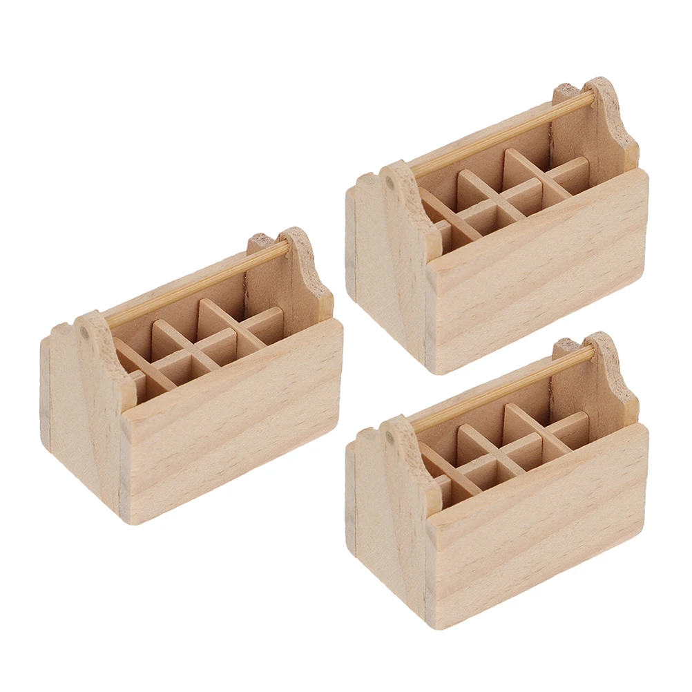 

3Pcs Miniature Wooden Toolbox Decor for Dollhouse Interior Layouts Compact Realistic Chic Small Space Decoration Ideal Gift