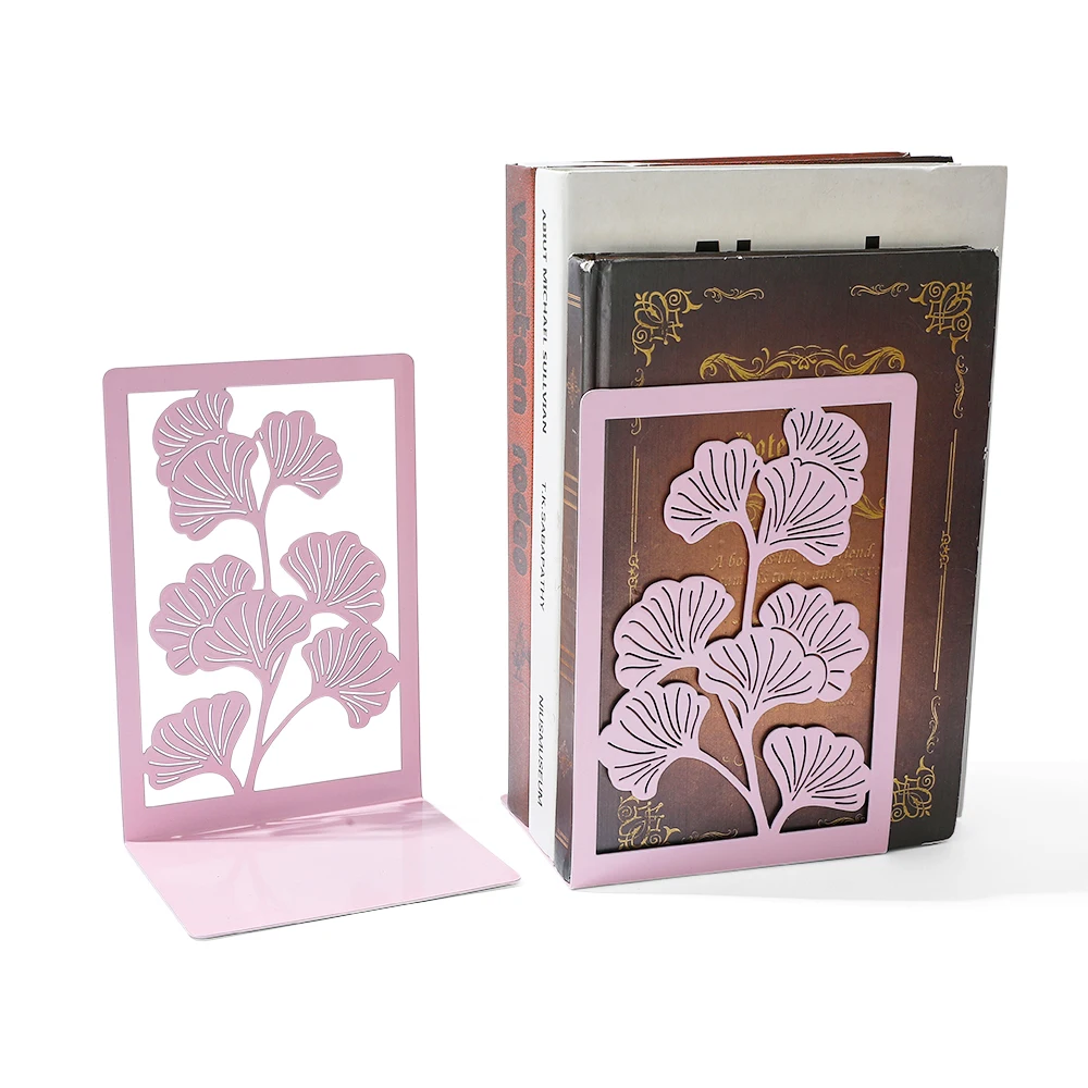 3 Style Ginkgo Leaf Bookends Bring Luck Metal Bookends Office Desktop Home for Book Lovers Office supplies Book rack Bookshelf