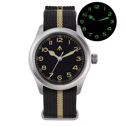 Militado ML08 Men Military Watch VH31 Quartz Movement Sapphire Luminous Waterproof Watches 38mm Vintage Stainless Steel Watch