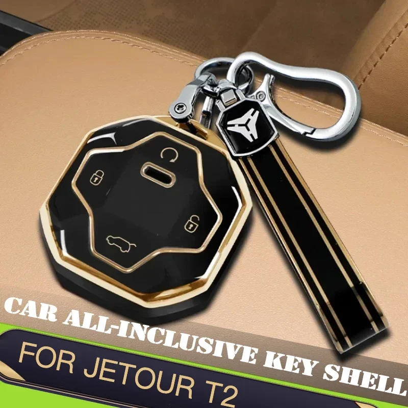 

For Jetour Traveller T2 2023 2024 2025 Car All-inclusive Key Shell Fit Modified TPU All-inclusive Key Bag Car Accessories