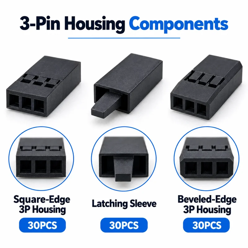30 Sets 3 Pin RC Servo Connector Kit Male Female Crimp Terminals Locking Housings 3m 22AWG Wire Heat Shrink Tweezers Box