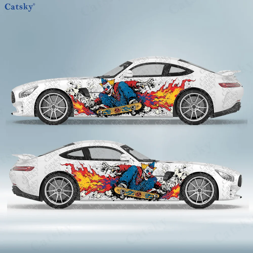 

2pcs Skull clown costume graffiti splatter sticker, suitable for cars and trucks, durable, fade-resistant, easy to install and r