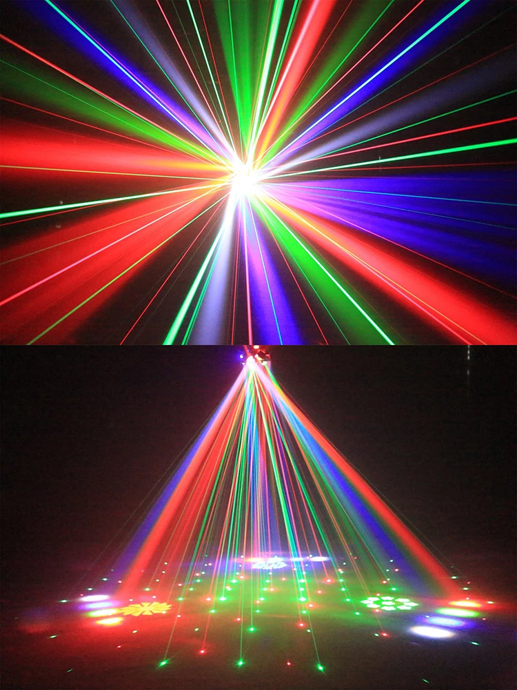 ستة الأسلحة RGBW LED شعاع تتحرك رئيس ضوء DMX نمط ستروب الليزر المرحلة الإضاءة التحكم عن بعد ديسكو هالوين عيد الميلاد أضواء DJ #5