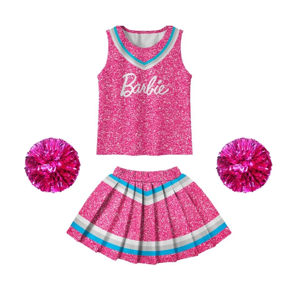 Vestido de animadora para niñas, traje de Anime a la moda, falda de princesa, chaleco rosa, trajes de baile, vestido de Cosplay