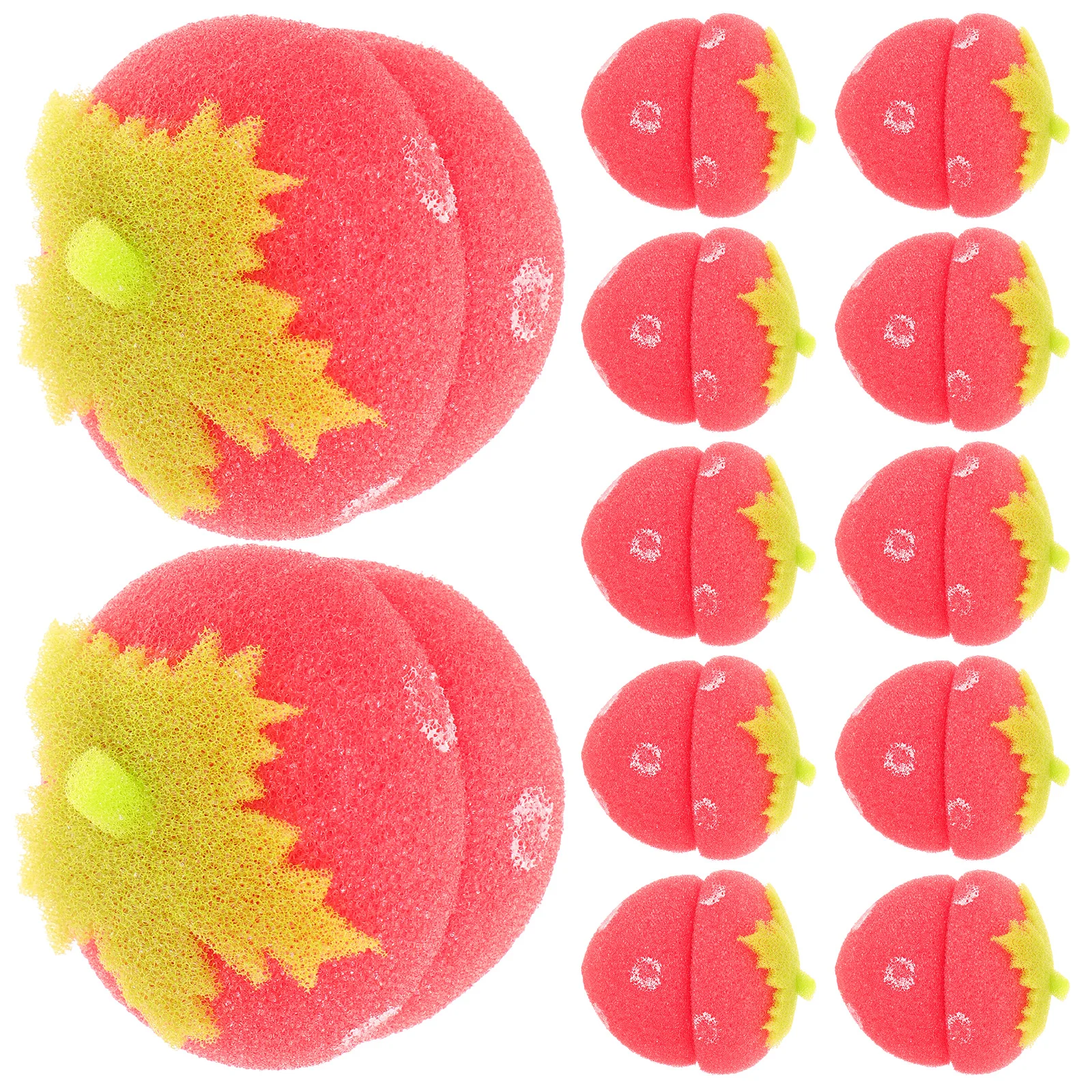 

12 pcs Strawberry Shaped Sponge Curlers Red Set Styler For Wet Or Dry Hair Use Sponge Hair Rollers