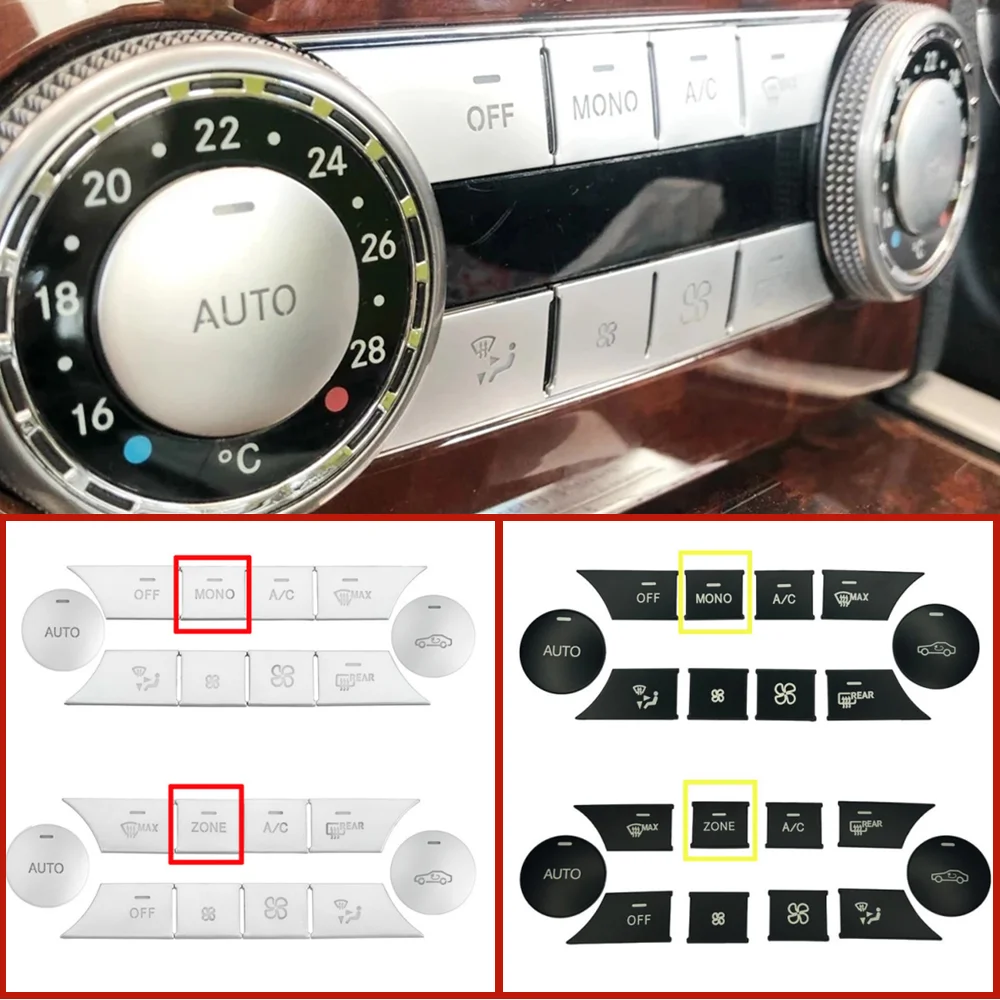 ABS Car Console AC Media Volume AUTO Buttons Sequins Cover Stickers Trim Fit For Mercedes Benz C E CLS GLK Class W204 W212