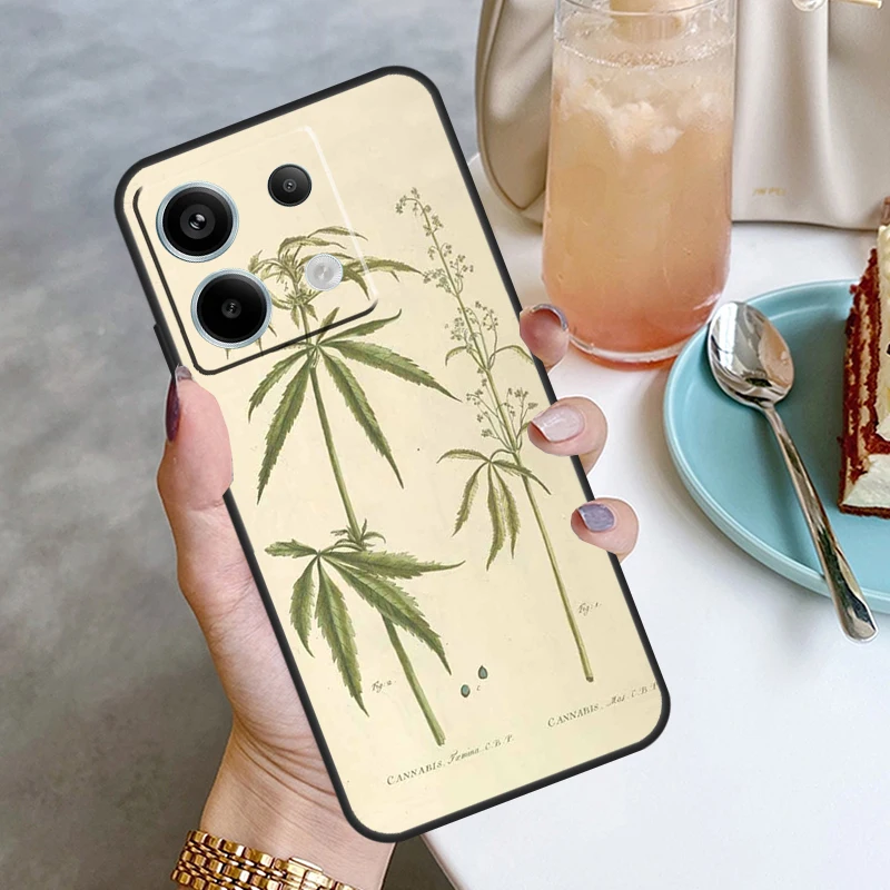 Botanical Drawings Flowers Plants Funda For Xiaomi Redmi Note 12 11 10 9 8 13 Pro Plus 12S 11S 10S 9S 10A 9C 10C 12C 13C Case