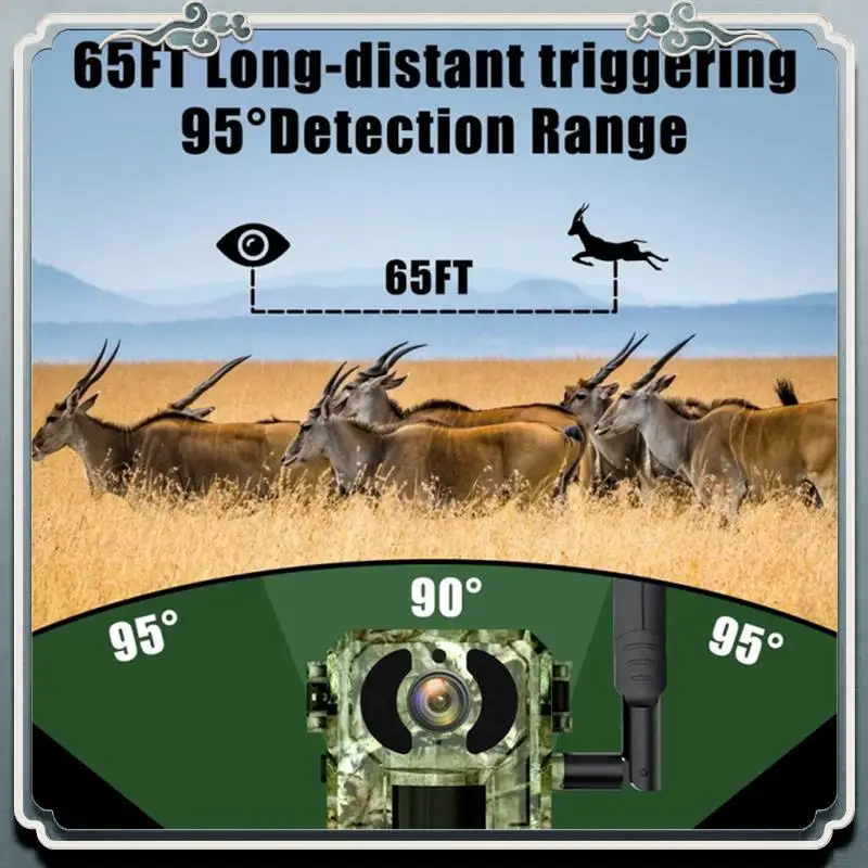 4G Sim Card LTE Cellular 4W Solar 7800Mah Battery Hunting Trail Motion Activated Night Vision 4MP IP66 Camera(US) Durable