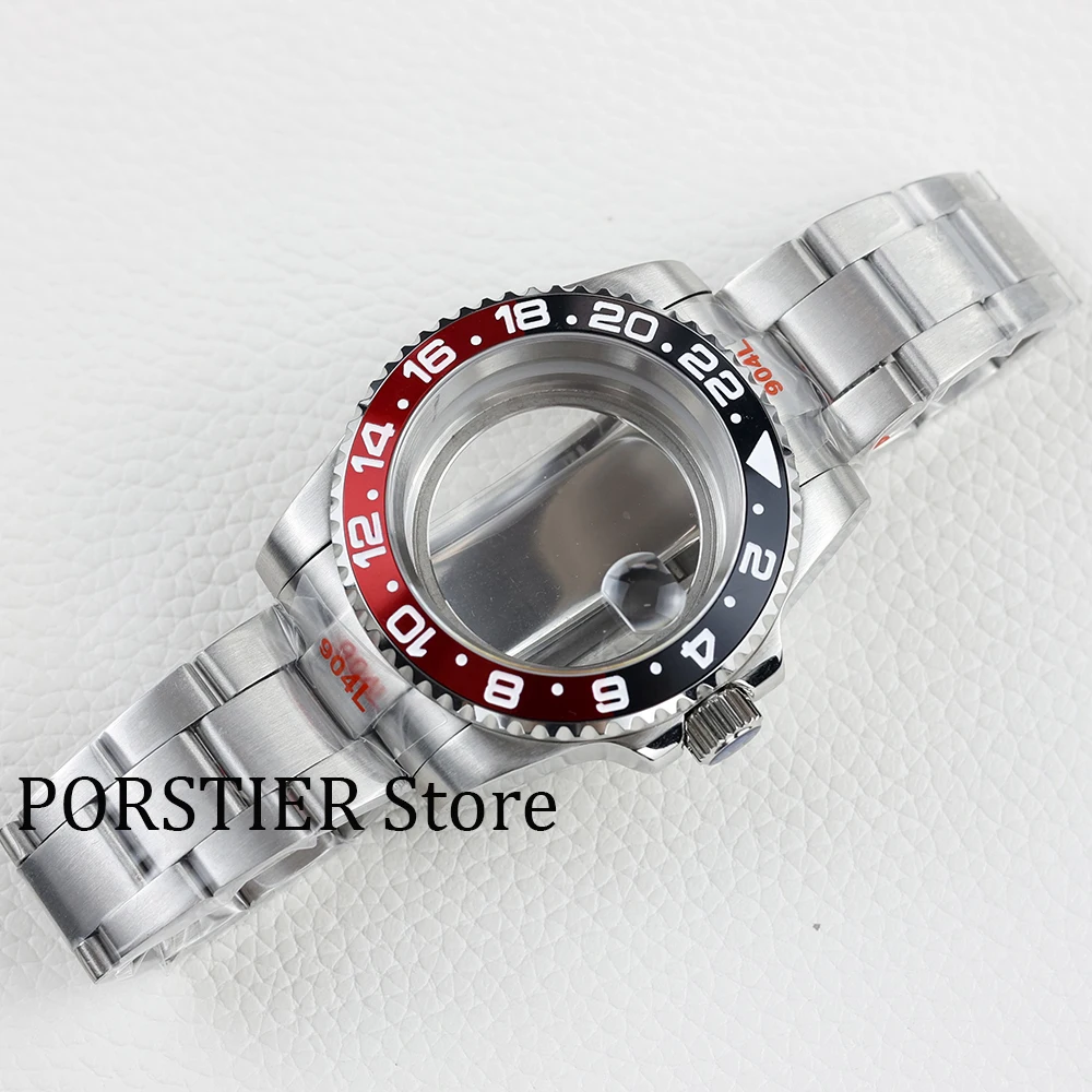 

40mm Men Watch Case oyster bracelet 316L Stainless Steel Sapphire Glass for submariner gmt nh34 nh35 nh36 Movement 28.5mm dial