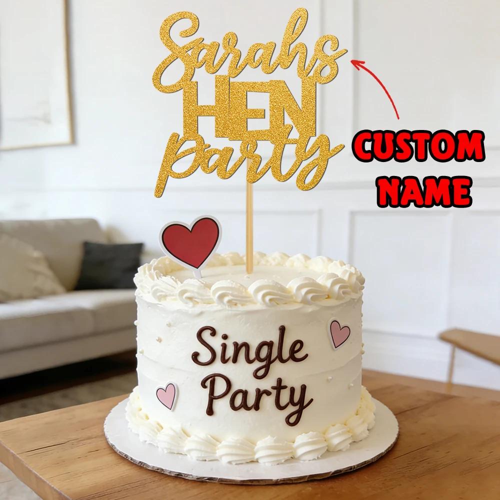 1 Stück individueller Glitzer-Tortenaufsatz für Junggesellinnenabschiede, personalisiert mit Ihrem Namen, perfekt für Hochzeiten, Brautpartys und Junggesellinnenabschiedsdekorationen.