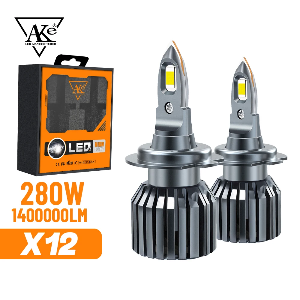 

AKE 280W H7 H4 H1 H11 LED Headlight Canbus 1:1 9005 HB3 9006 HB4 9012 CSP LED Headlamp Bulb 1400000LM Turbo Auto Lamp 6000K 12V
