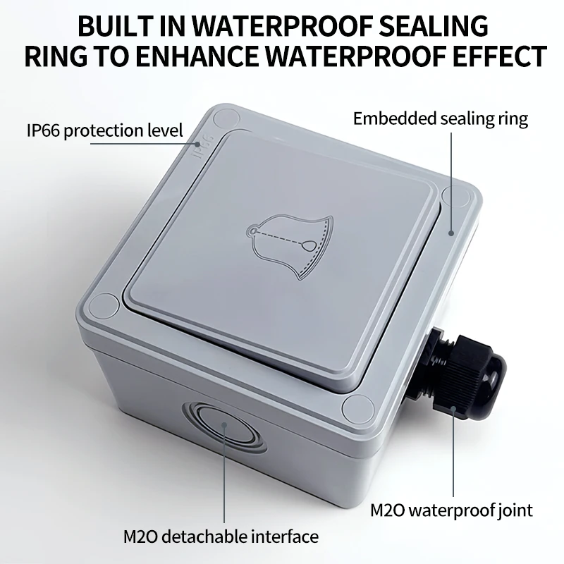 Outdoor Wall Doorbell Switch IP66 Waterproof Dustproof Plastic Push Button for Villa Courtyard Home Use