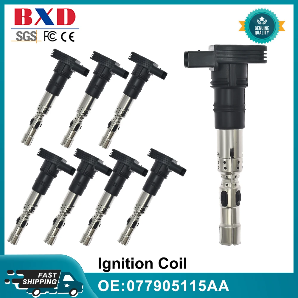 1/8 PCS OEM 077905115AA UF-521 Ignition Coil for Volkswagen Phaeton Touareg 2004 2005 2006 4.2L Auto Accessories