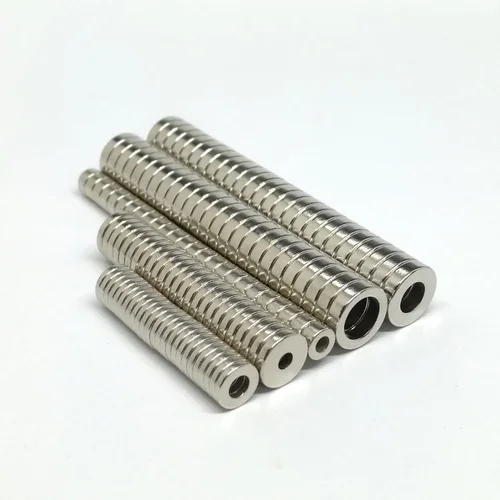 Imagen 2 del producto 10 Piezas/Lote de Imanes de Neodimio N35 en Forma de Anillo, 6*3 8*3 10*2 12*2 12*3 14*2 15*3, Imanes Permanentes Redondos Estándar Fuertes con Orificio 3-11