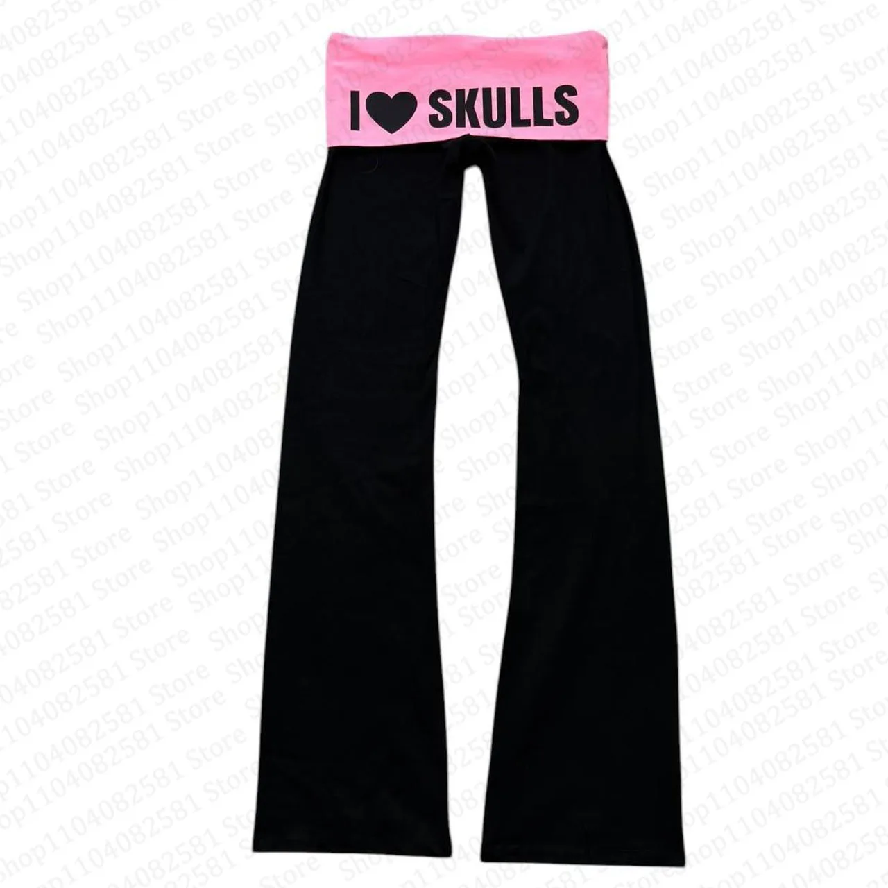 Ästhetische Modehose mit Totenkopf-Print im Y2K-Stil, Rostiger Rock-Look, Bequeme Weite Hose, Mock-Gothic Retro Casual Damen Emo-Girl-Hose – Detail 5