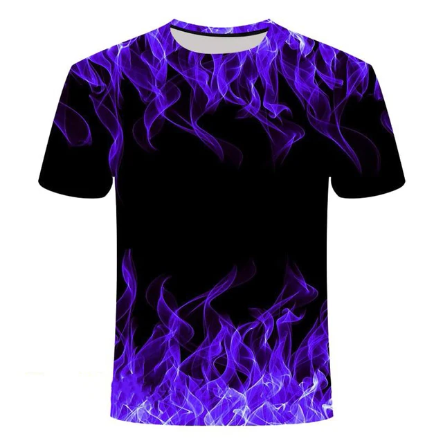 Mens T Shirt Short Sleeve Flame 3D Print Summer Oversized Breathable Fitness Sports Shirt Woman T-Shirts Outdoor Running Tops 3
