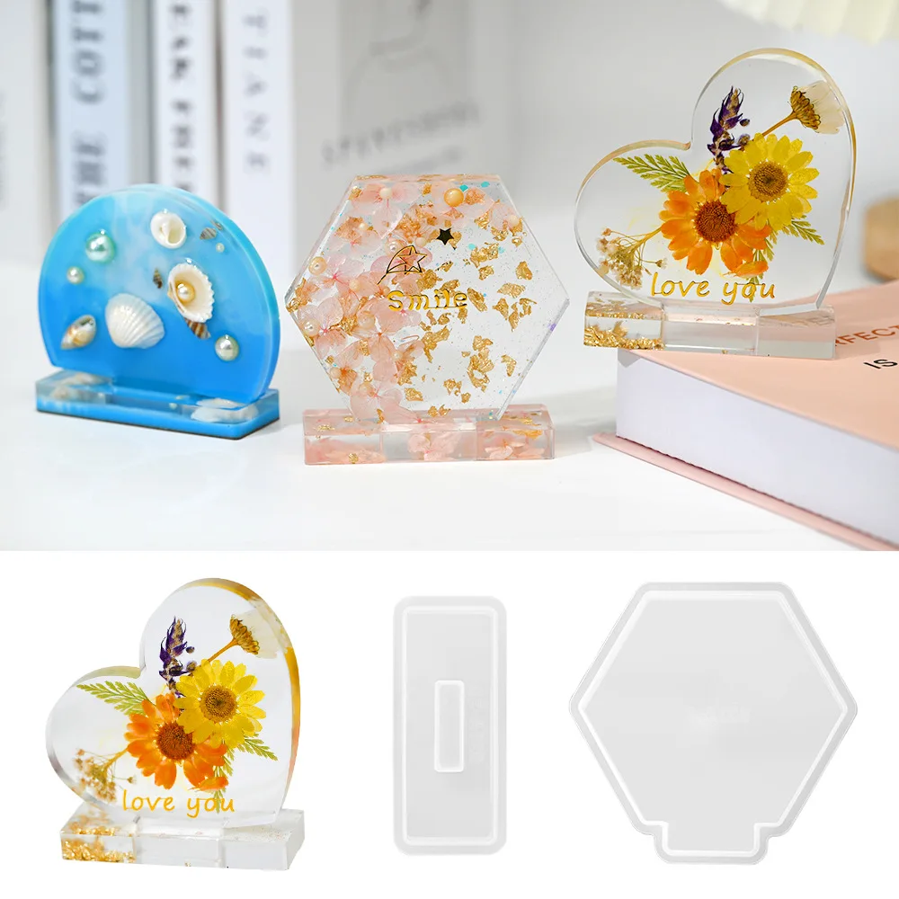 Resin Photo Frame Silicone Mold DIY Love Round Hexagonal Photo Frame Ornament Home Decoration Epoxy Silicone Mold For Resin