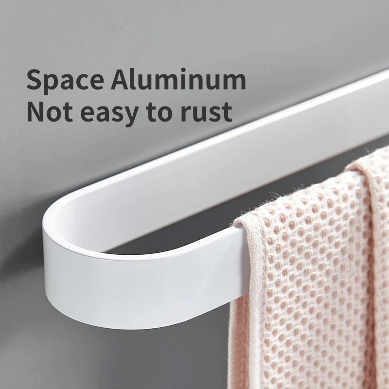 Towel Rack Punch-free Bathroom Wall-mounted Toilet Space Aluminum Single Pole Towel Ring Storage Rack Bathroom Storage Rack