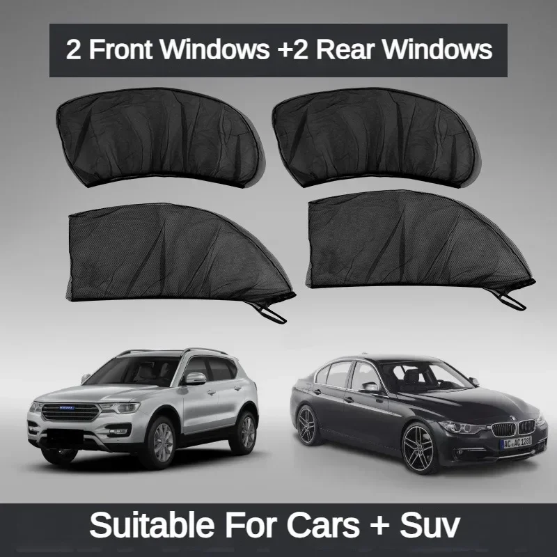 2-4Pc Car Universal Sunshade SUV Protection Anti-mosquito Screen Window Blackout Side Curtain Protection Window Film Accessories
