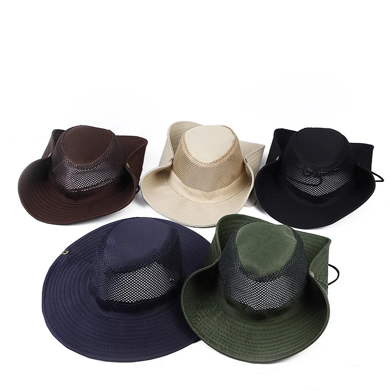 

Foldable Summer Sun Hats Anti-UV Outdoor Hunting Fishing Cap for Men Women Hiking Camping Visor Bucket Hat Mesh Fisherman Hat