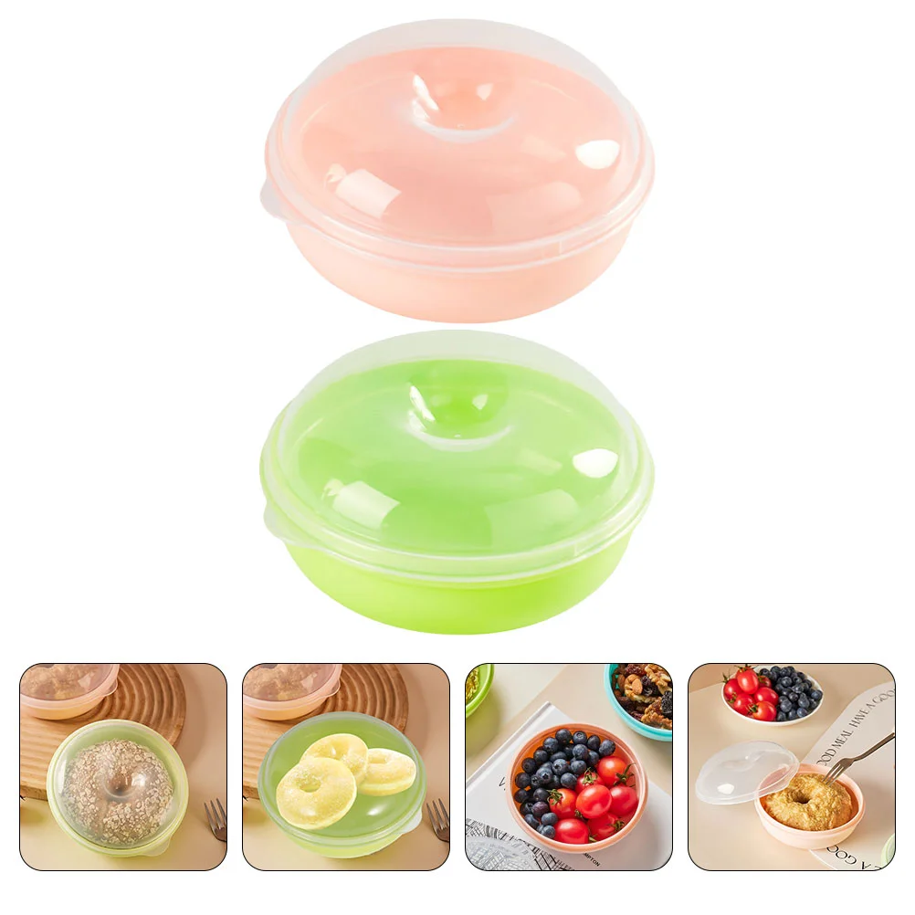 

2 Pcs Food Containers Bread Storage Box Plastic Organizer Sandwich Holder Saver Dispenser