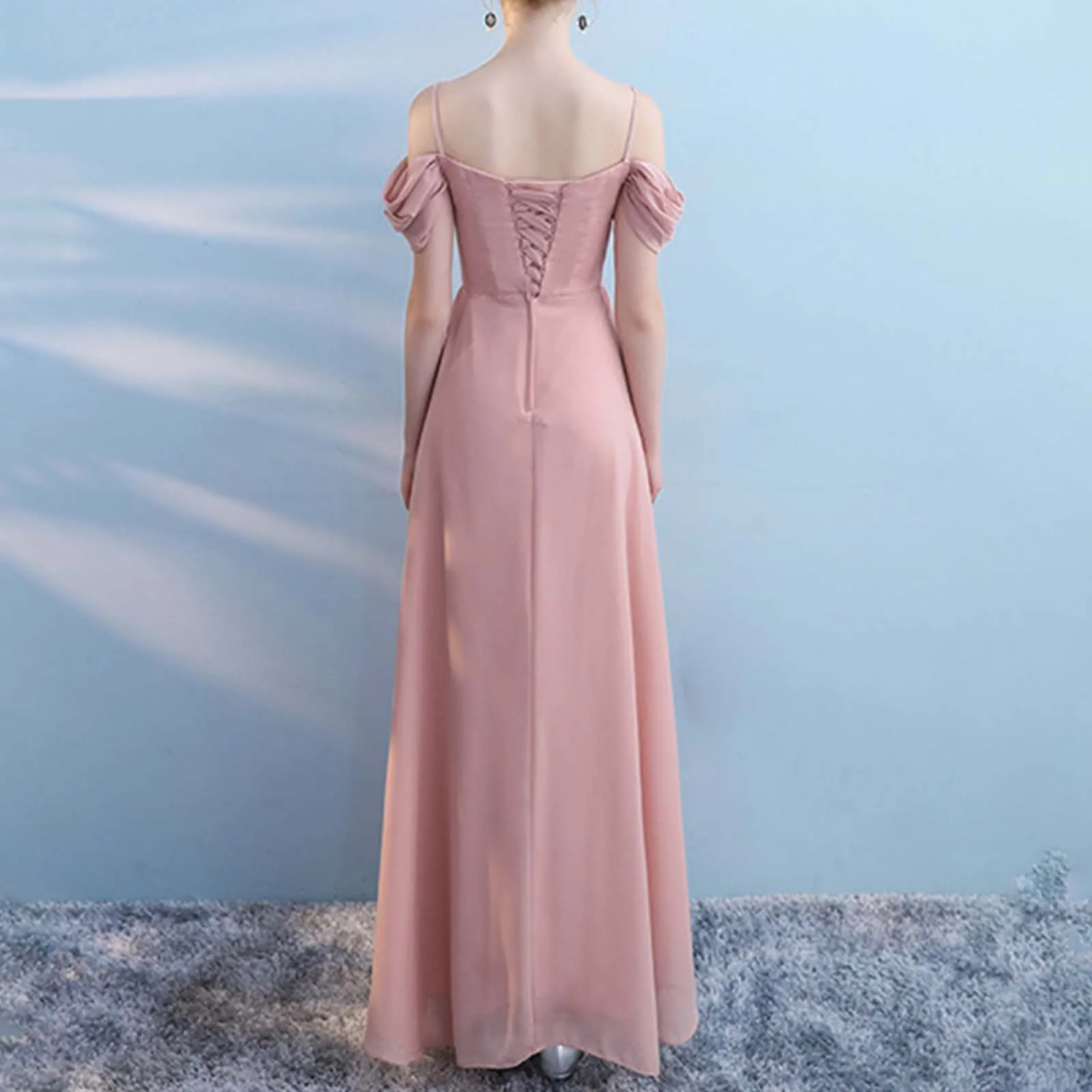 Chiffon Off Shoulder Evening Gown For Banquet Bridesmaid And Annual Party With Hostess Toasting Dresses Wing Dress Vestidos