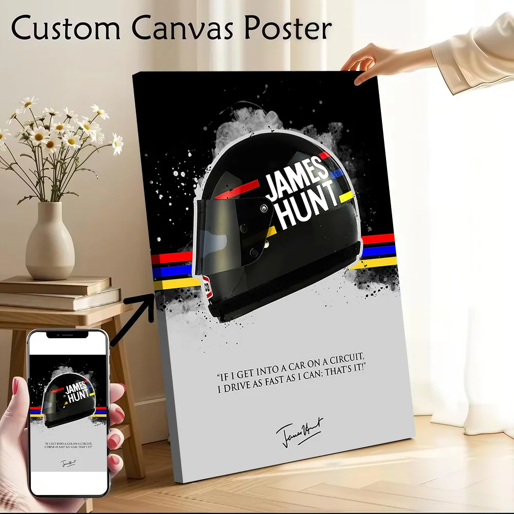JAMES HUNT Quote Printed Canvas Wall Art Customizable Paintings Poster Perfect Gift for Bathroom Decor Living Room Painting Home