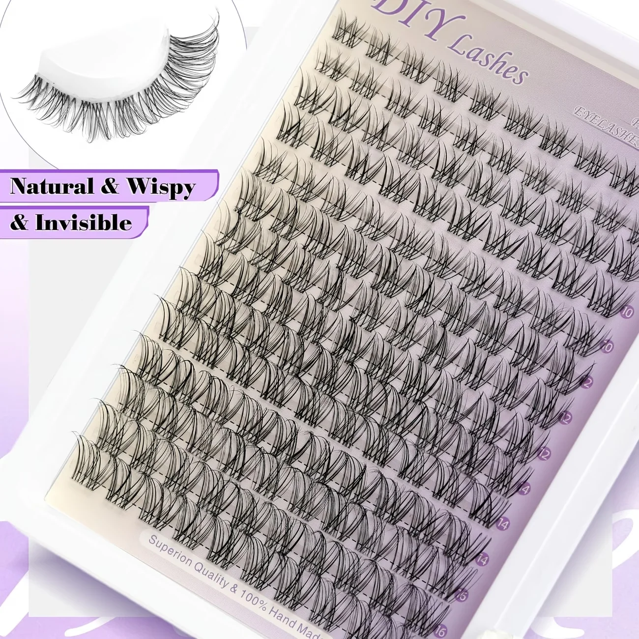 1 Box 140 Stück Wimpernbüschel-Set 8-12mm Natürliches Wimpernverlängerungs-Kit Unsichtbares Band Wimpernbüschel Samt-Wimpernbüschel – Detail 4