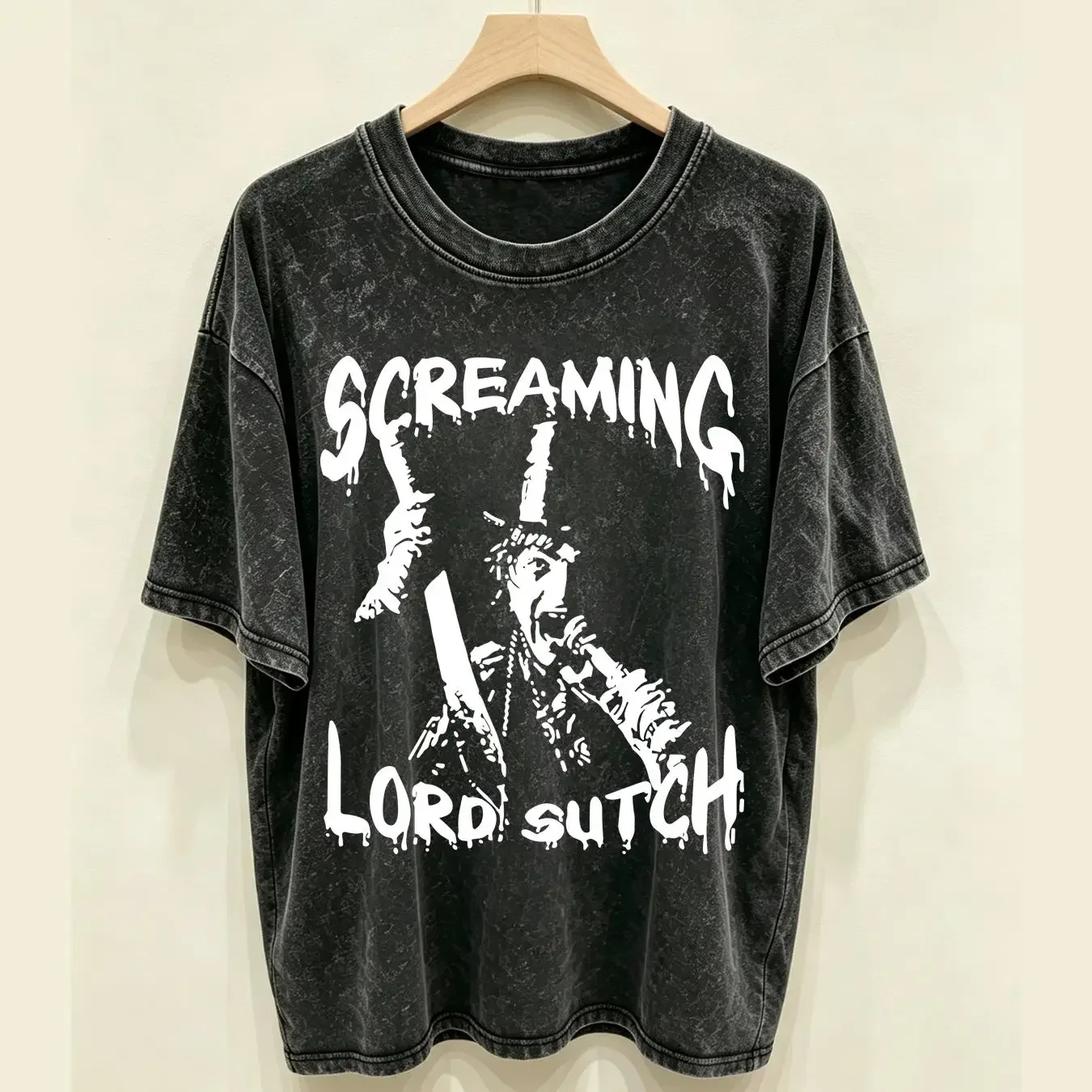 washed T Shirt Screaming Lord Sutch Size S 5XL long or short sleeves vintage Washed Soft designer clothes Casual Comfortable