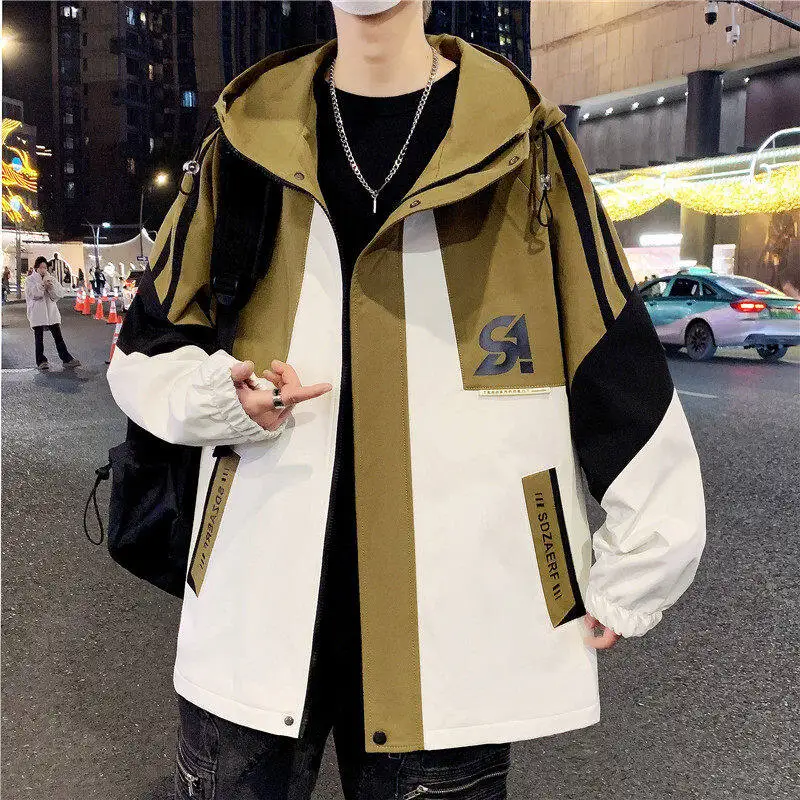 

Повседневная свободная мужская толстовка-куртка на весну-осень, молодежная модная брендовая верхняя одежда в американском стиле из полиэстера с длинными рукавами