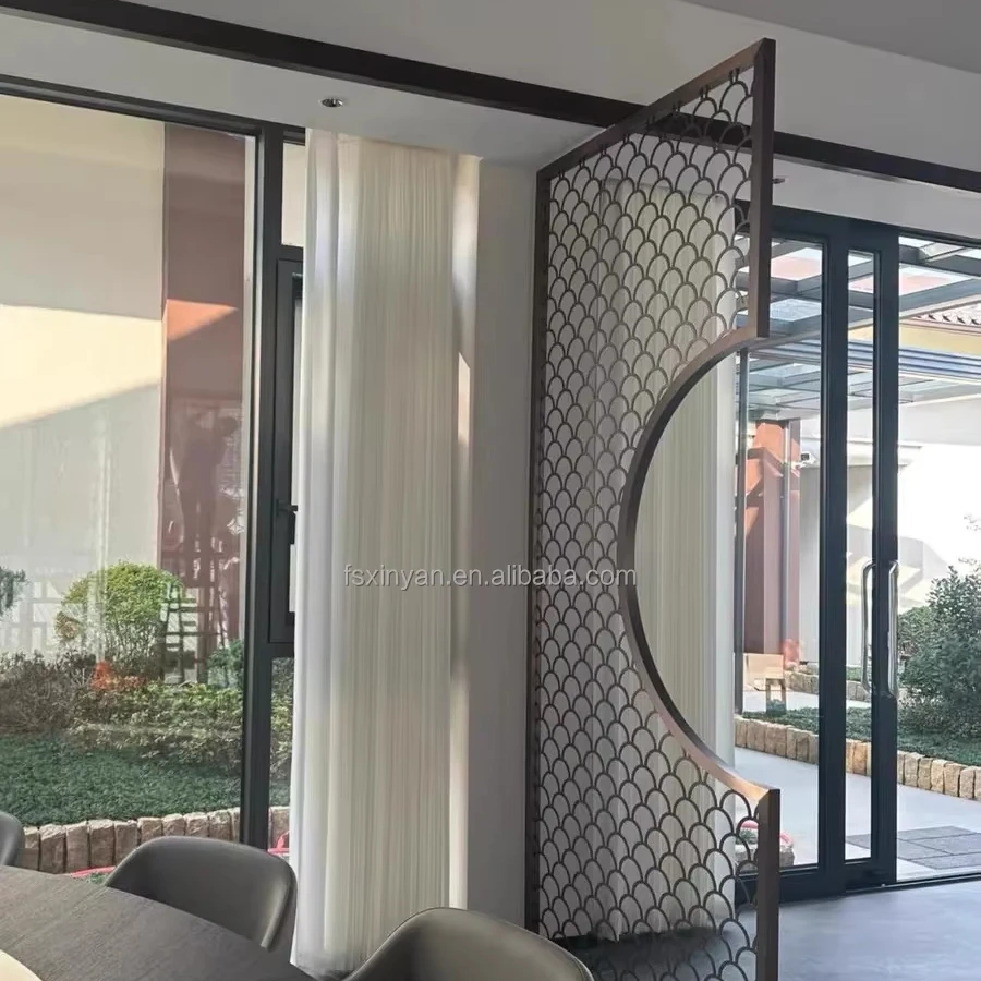 Modern Minimalist Custom Copper Contemporary Engraved Handcrafted Birthday Screen Partition for Living Room Entrance Villa
