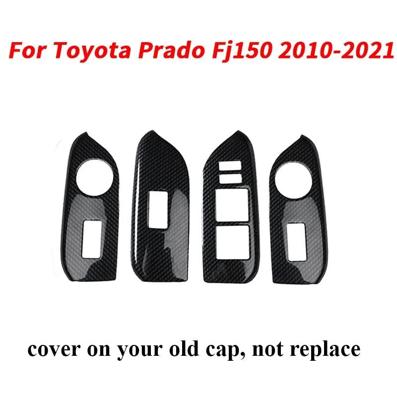 

For Toyota Prado Fj150 2010-2021 Carbon Fiber Door Window Switch Panel Cover 4X